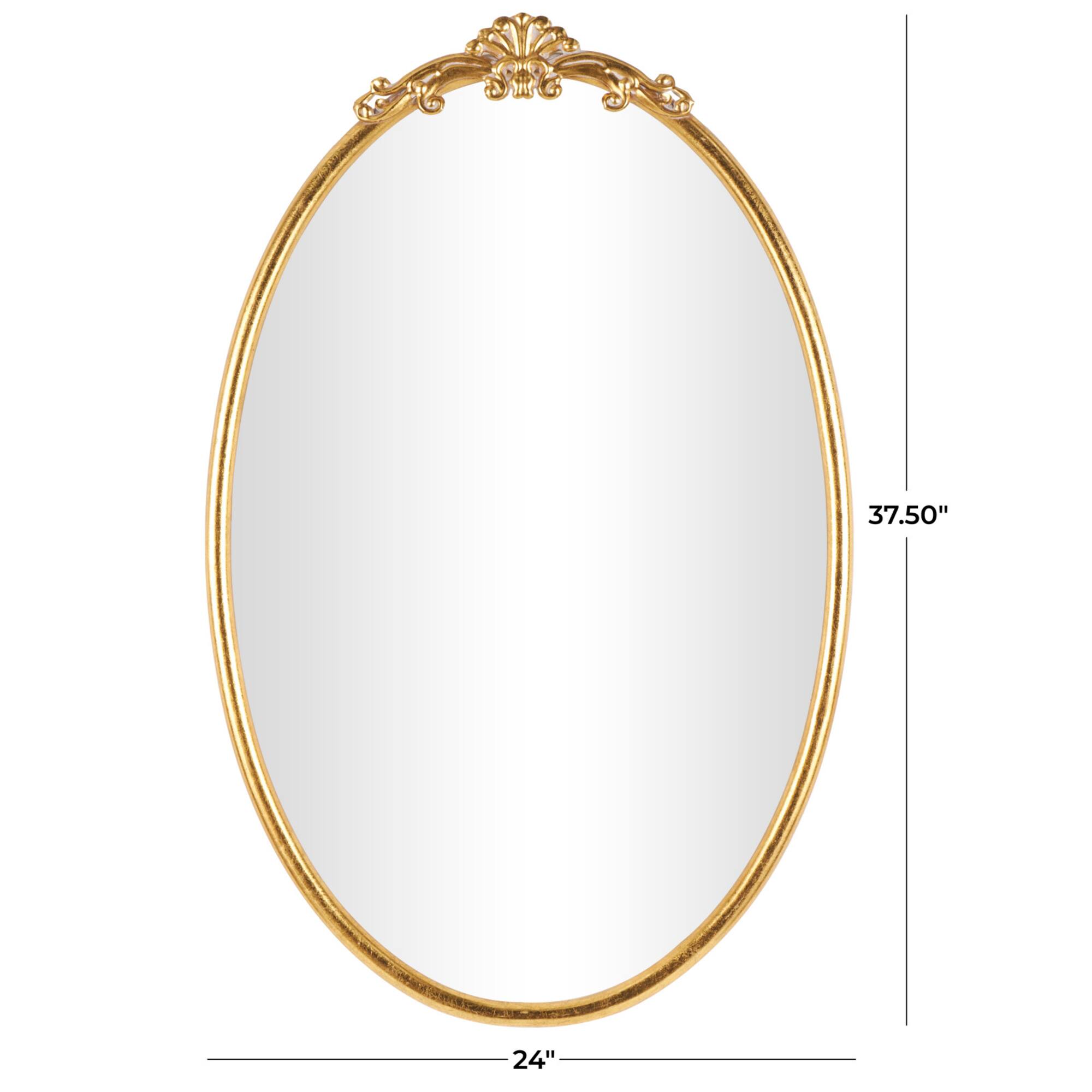24" x 38" Gold Metal Ornate Baroque Oval Wall Mirror